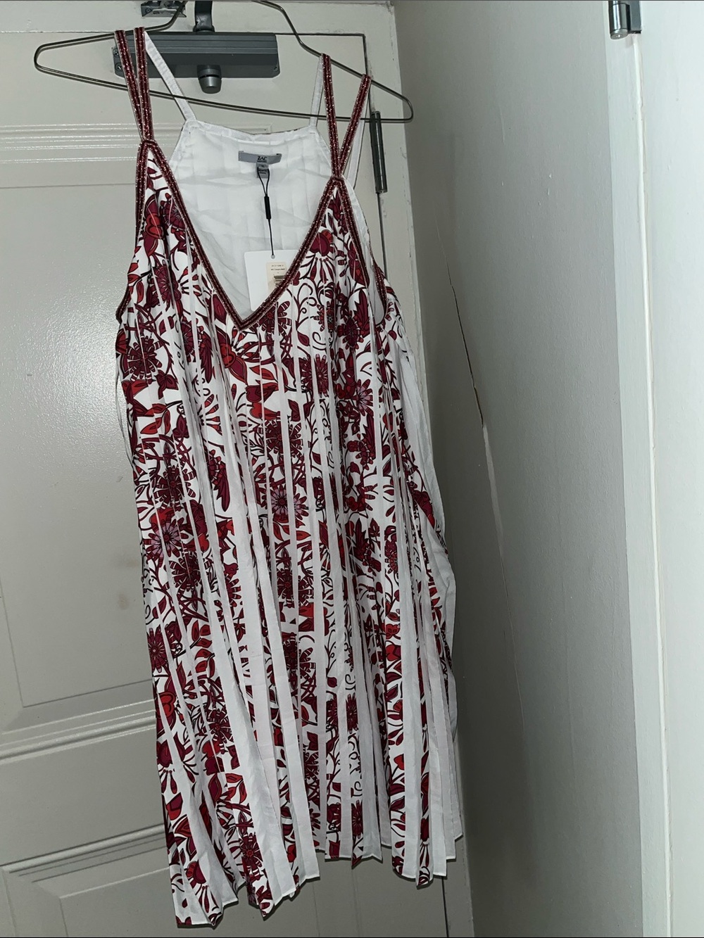 ZAC Zac Posen White Mini Slip Dress with Red Floral Print